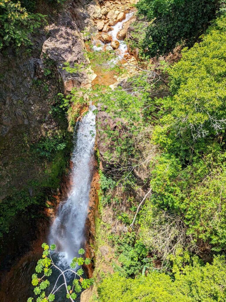 Waterfall flowing from the peaks of the Guanacaste Volcanic Mountain Range down the Pacific slope.