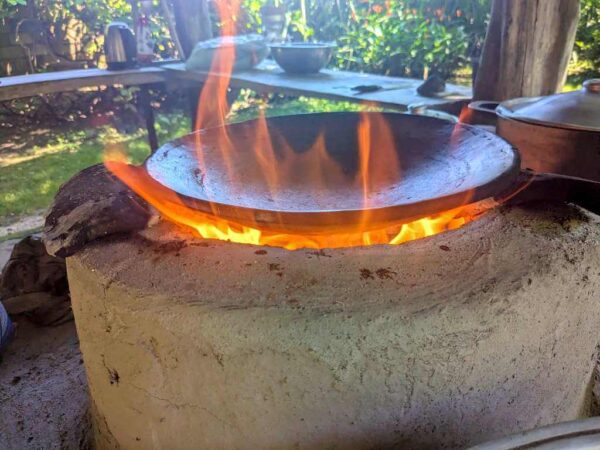 Traditional Comal on Fogón de Leña for Corn Tortillas