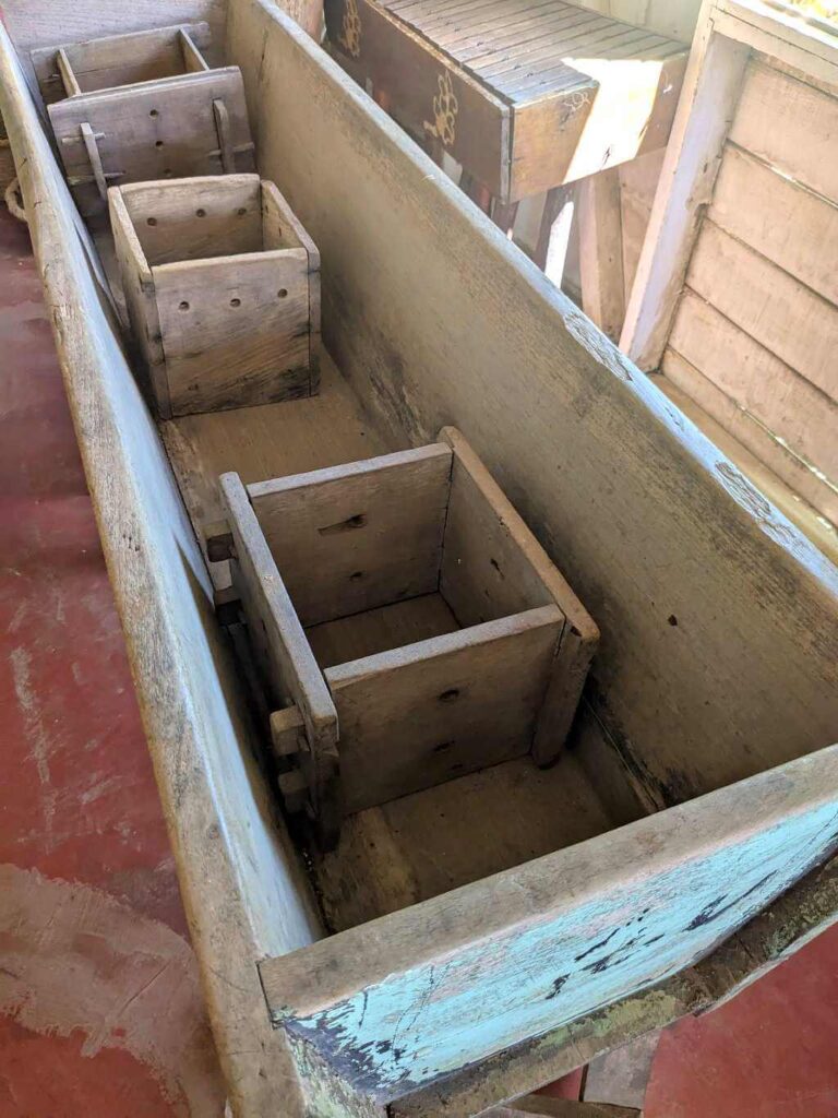 Traditional wooden box used for molding cheese and curd in Costa Rica.